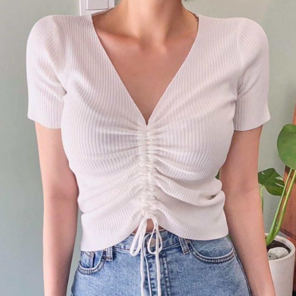 Ruched tee in blue